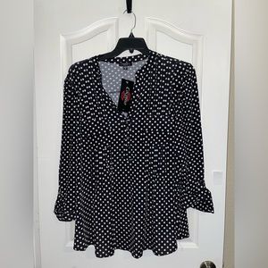 Plus Size 2x Blouse Polka Dots